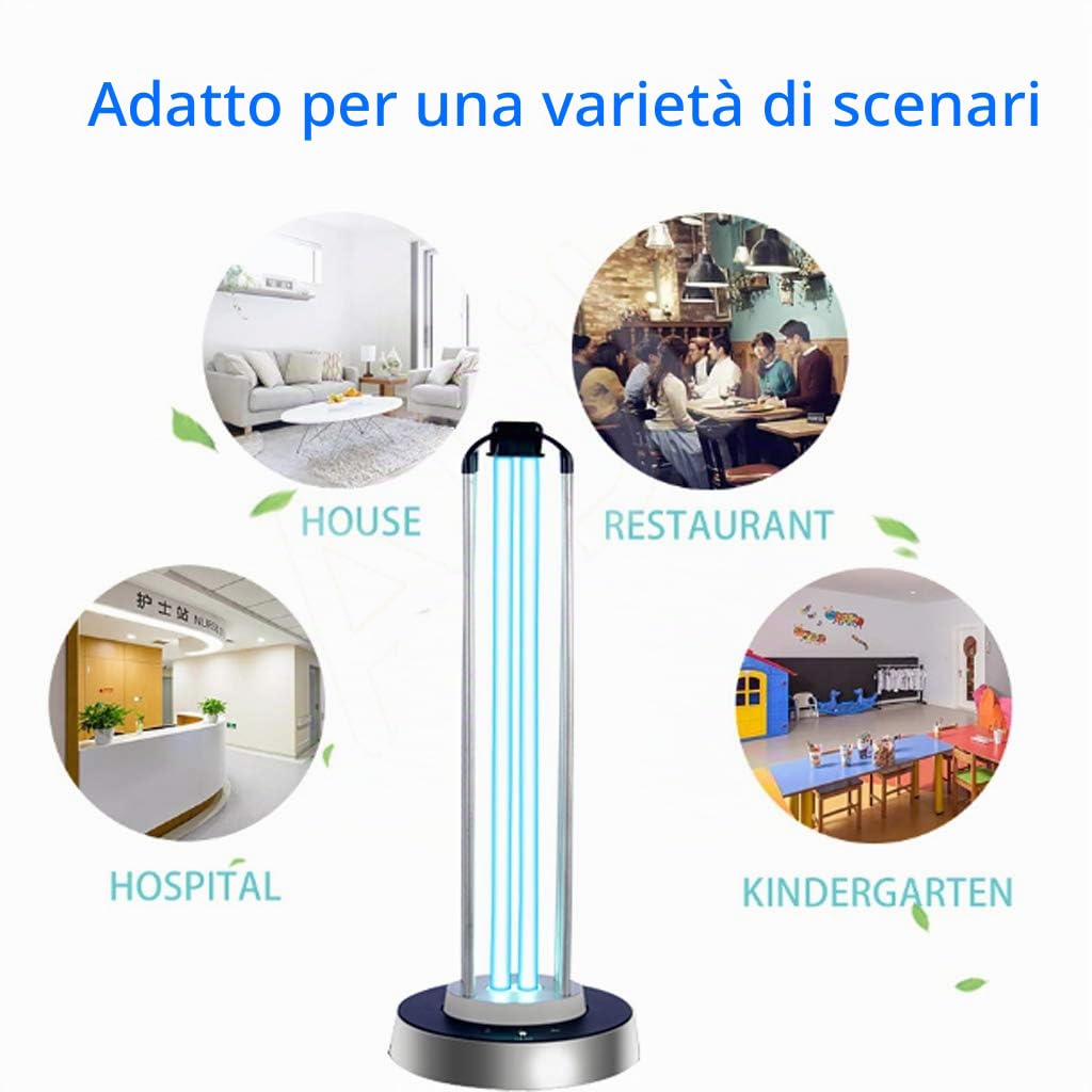 HYLR Lampada Germicida UV 100W Sterilizzazione 99% ad Ozono ad Alta Intensità con Telecomando, 1 Unità, Bianco, 100W, Ultravioletta, Casa