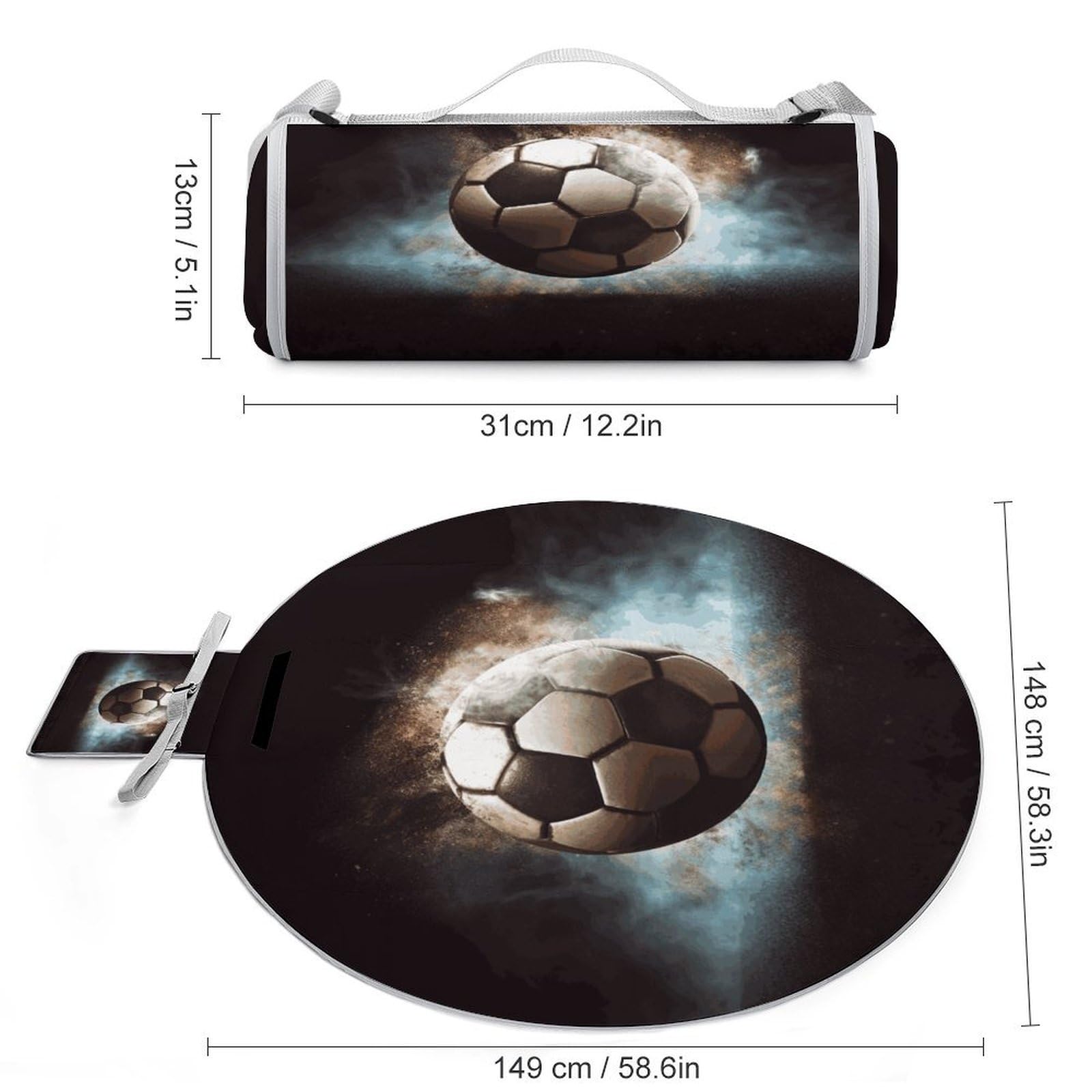 Coperte da picnic per sport e calcio, rotonde, pieghevoli, leggere, da spiaggia, impermeabile, coperta da esterno per primavera, estate, campeggio, parco, erba da viaggio