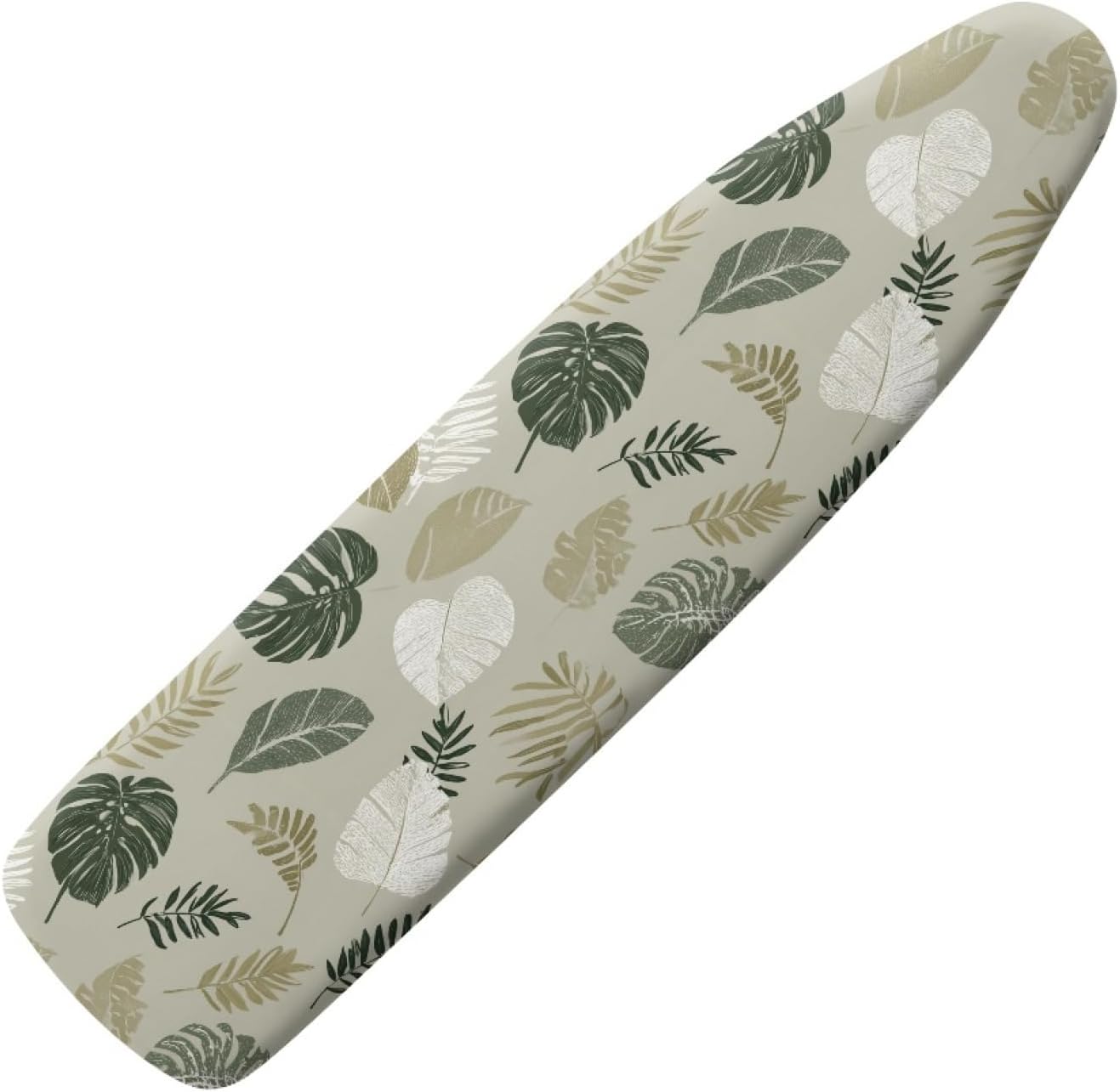Ironing Board Cover 14x48 Deep Blue Banana Leaves Iron Board Cover with Padding Heat Reflective,Scorch Resistant Thick Padding,Snug Fit Non-Slip Nose Pocket Fastener Straps Elastic Edges