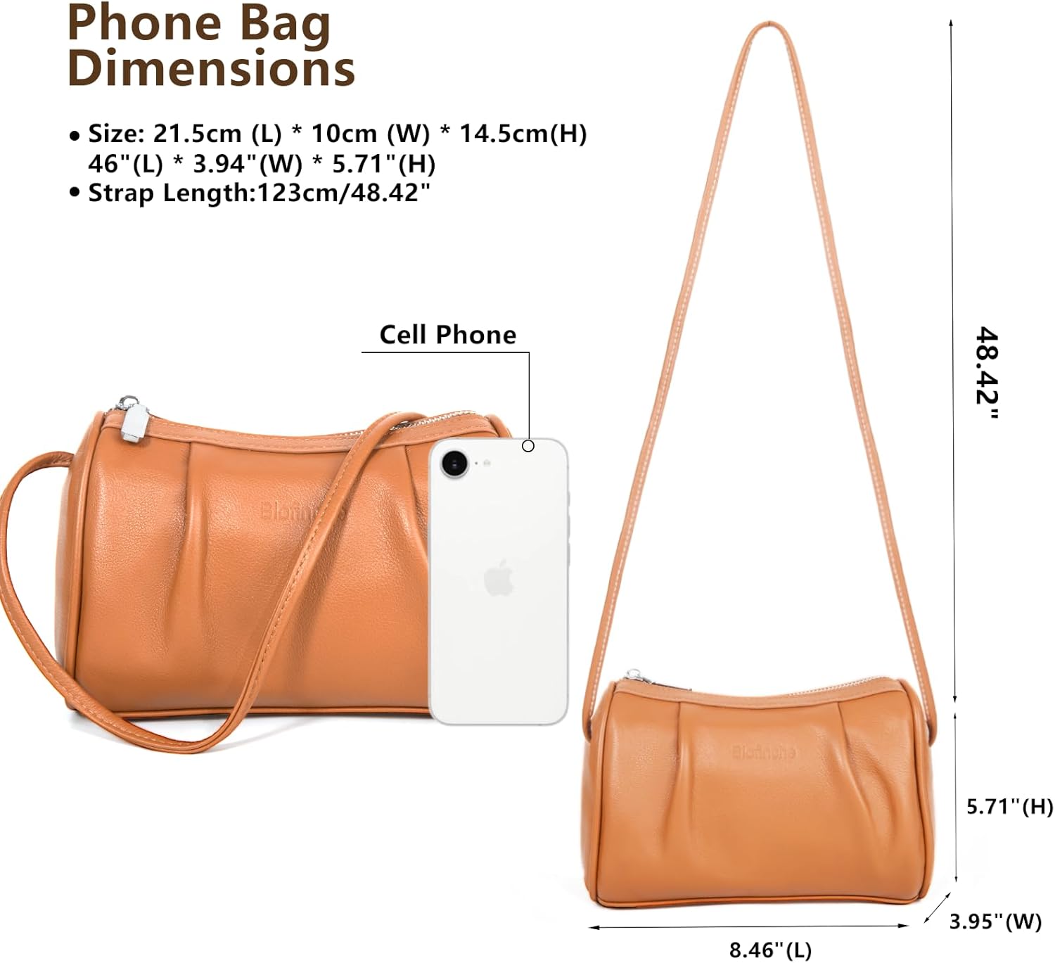 Women's Genuine Leather Crossbody Bag Small Hobo Barrel Purse with Wrinkle Design for Everyday Casual and Travel - Image 4