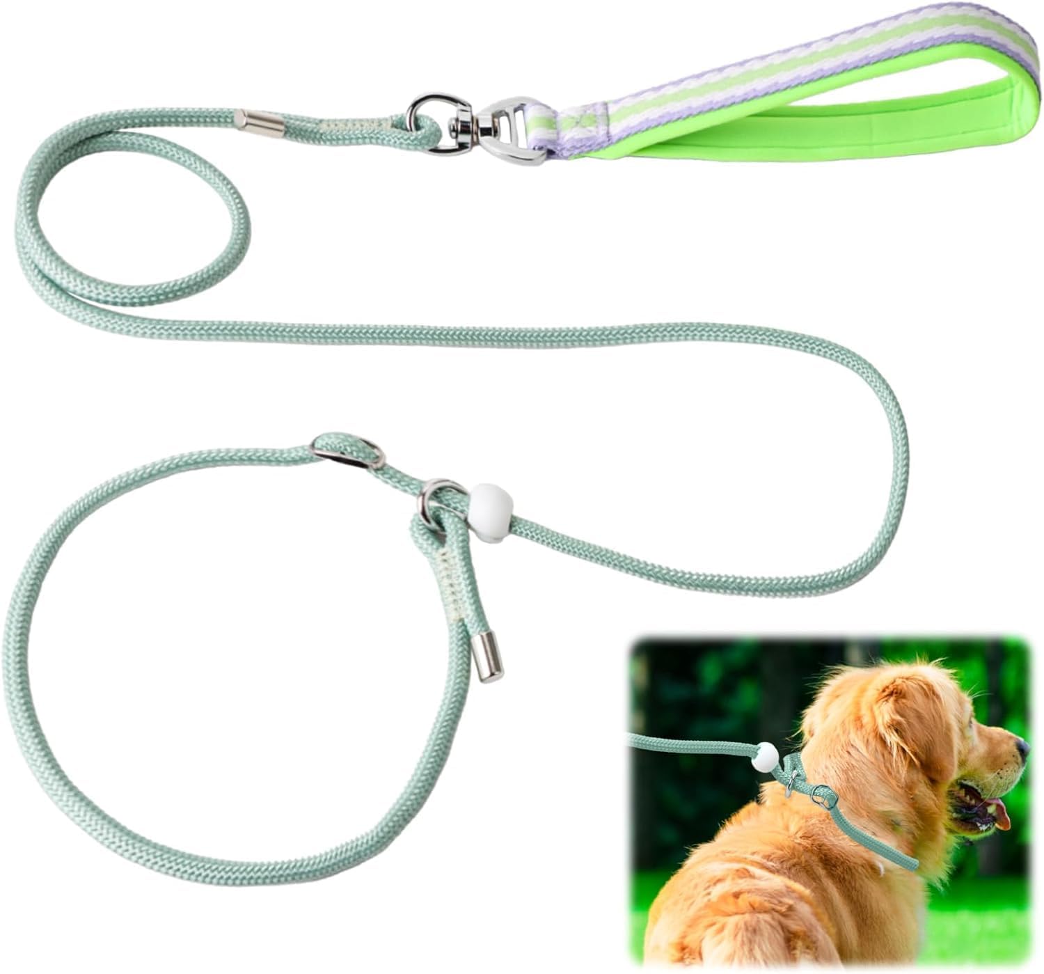 Nylon Slip Lead Dog Leash, Adjustable Anti-Pull Training Rope for Puppies & Large Dogs, Anti-Choking Quick Control Leash for Walking & Training, 1.5m