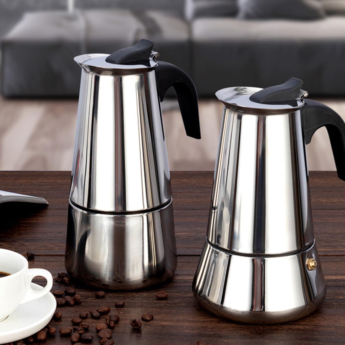 Cafetera y Portátil para 12 Tazas de Acero Inoxidable Eléctrica Diseño Moderno y Mango Frío Preparación Rápida para Uso U Oficina