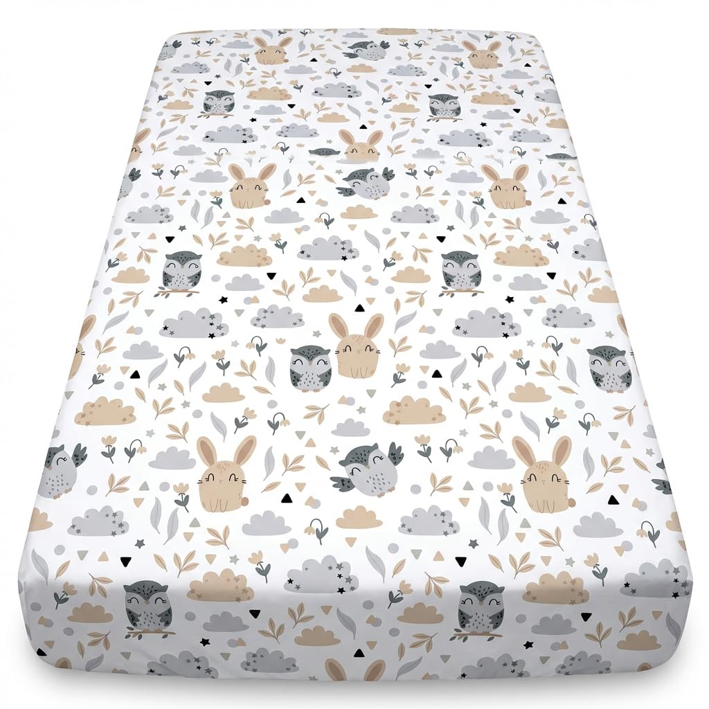 BABYSAFE Cot Bed Fitted Sheet 100% Cotton, Soft Breathable Fitted Cot Sheet for Baby Boys & Girls, OEKO-TEX Certified, Elasticated Corners, 120 x 60 cm & 140 x 70 cm, Single, Made in Europe