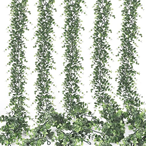 Cocoboo Eucalyptus Garland, 5Pcs 30Ft Greenery Garlands Fake Vines, Artificial Eucalyptus, Boxwood Garland Faux Hanging Plants For Wedding Arch Wall Party Home Bedroom Decor #TOP13