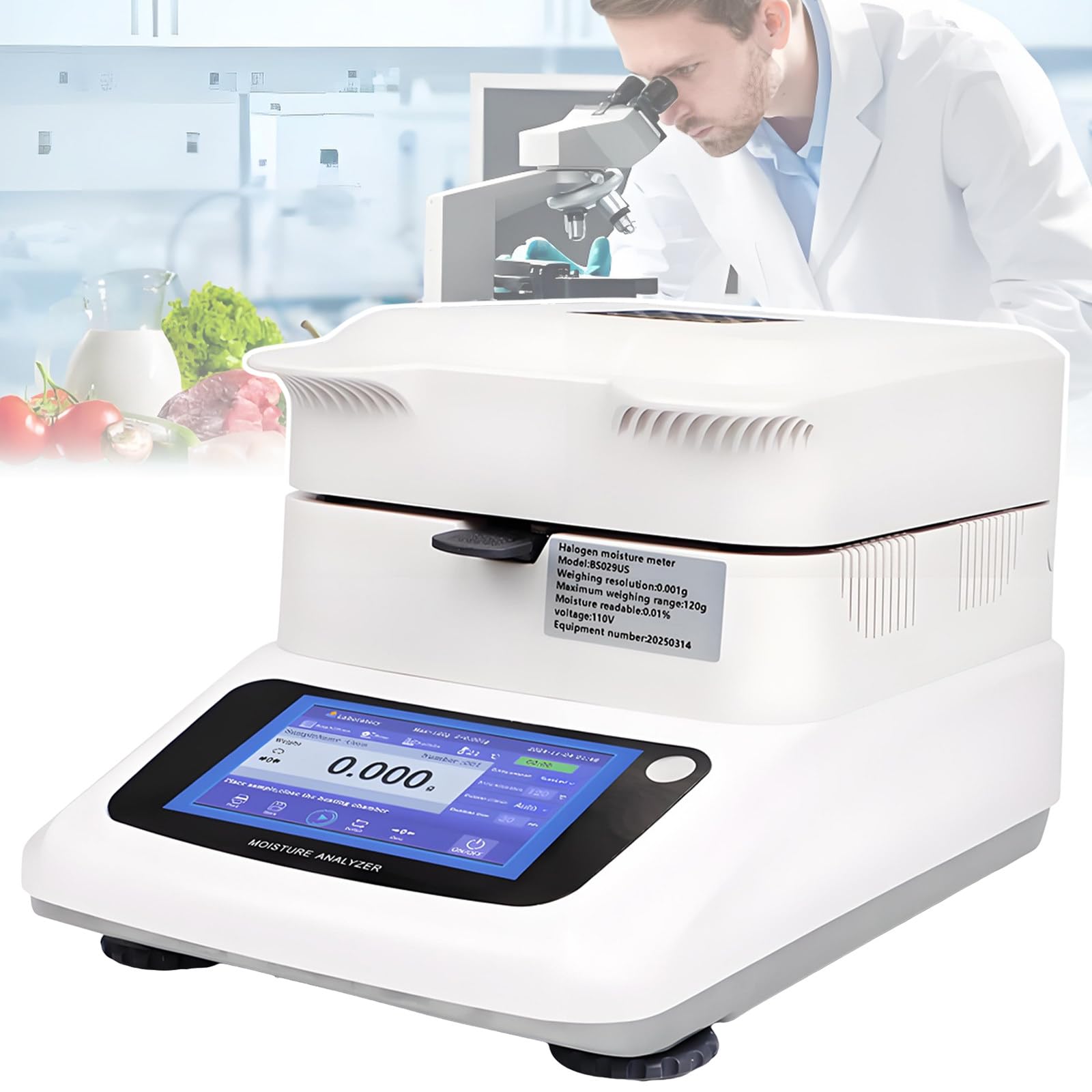 vnmudzeo Electronic Moisture Analyzer,3 Drying Modes,3 Shutdown Options,001% Readability Laboratory Moisture Meter,for University Research Laboratories 0.001g