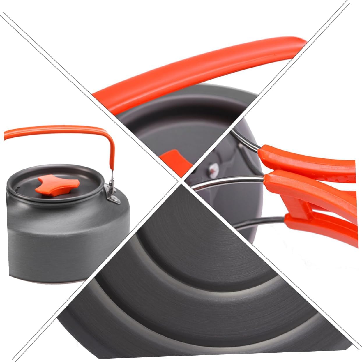 Camping Cookware Set Aluminum Alloy Pots and Kettle Lightweight Outdoor Cooking Kit for People for Hiking Backpacking and Family Camping Trips