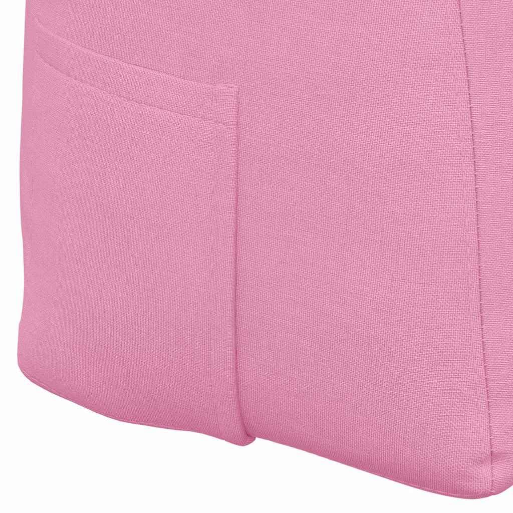 Rücken Kissen Rosa 100x24x50 cm Samt-Optik - Ergonomisches Lesekissen mit Knöpfen und Abnehmbarem Bezug - Großes Rückenkissen für Bett, Sofa und Home Office