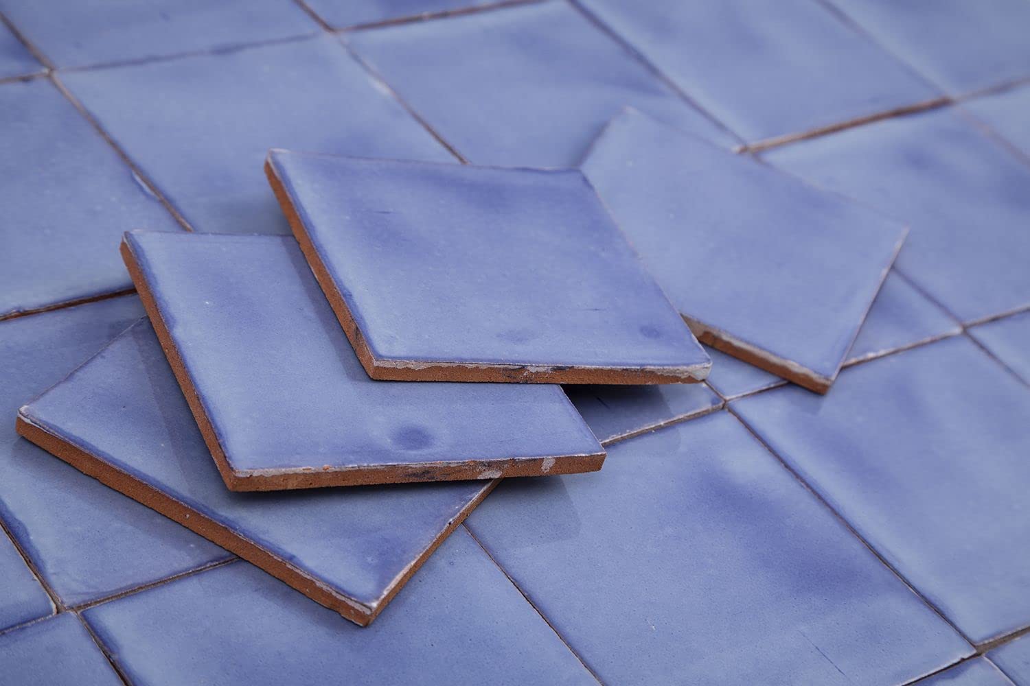 Cerames Azulejos azules mexicanos monocolor Azul Mezclilla Delgado - azulejos de mosaico, azulejos ceramica monocromáticos para cocina, baño | Un paquete de 90 baldosas azules ceramica 10,5x10,5 cm