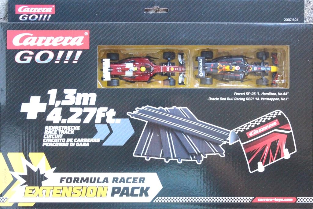 Carrera GO!!! Pacco estensione binario – F1 Racer, 1,3 metri, 4 sezioni dritte e sezione tunnel