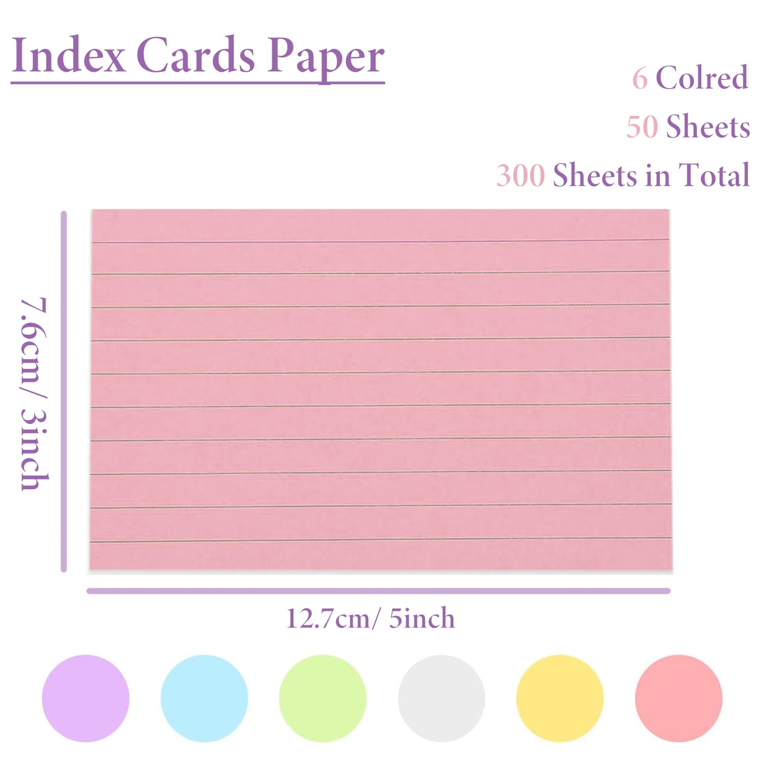 Revision Cards 300Pcs Flash Card Paper 12.7 * 7.6cm Index Cards Assorted Colours Record Cards Ruled Index Flashcards for Revision for Office School Learning Notecards Memo - Image 2