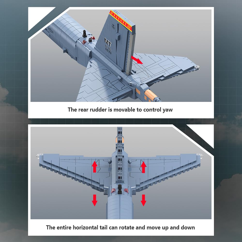 MISINI M8028 1:50 B-52H Stratofortress Bomber Klemmbausteine Bausatz, Große MOC Militärflugzeug Modell mit Stand, Sammlergrade Armee Flugzeug Geschenk für Militärfans und Erwachsene-5196 Stück