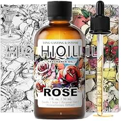 HIQILI Rose Fragrance Oil for Candle & Soap Making, Essential Oil Diffuser, Floral Scents, Add to Laundry Dryer Balls - 1 Fl Oz