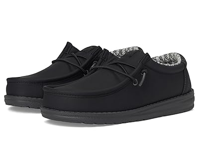 Hey Dude Kids Wally Classic (Little Kid/Big Kid) Boys Shoes Black/Charcoal : 1 Little Kid M, Canvas