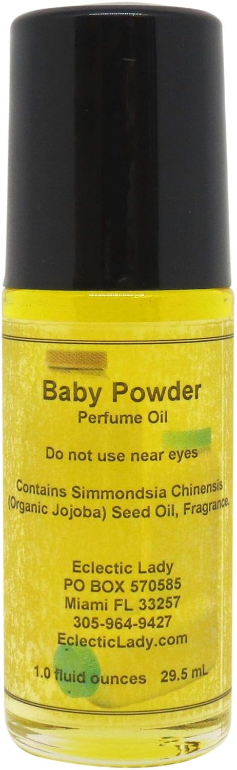 Eclectic Lady Baby Powder Perfume Oil, 1.0 fl oz, Portable Roll-On Fragrance with Long-Lasting Scent, Delightful Essential Oils and Jojoba Oil For Daily Use