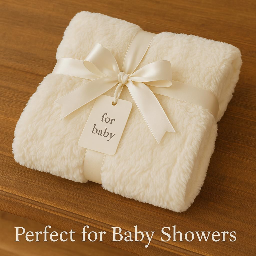Luxury Lux Baby Blanket - Ultra Soft & Fluffy Toddler Blanket for Winter, Cozy & Award-Winning Design, Ideal for Baby Showers (Ivory, Toddler 30"x45")