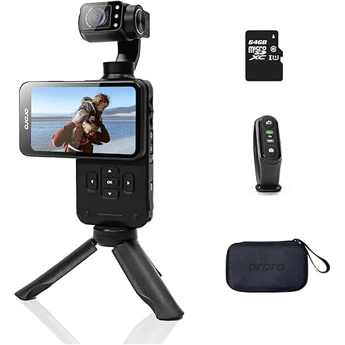 ORDRO M5 Handheld Camera 5K, 3-Axis Stabilisation Video Camcorder, Portable IR Night Vision WiFi Vlogging Camera with 120° Wide Angle, Face Tracking, 64G Card, Remote Control, Bracket
