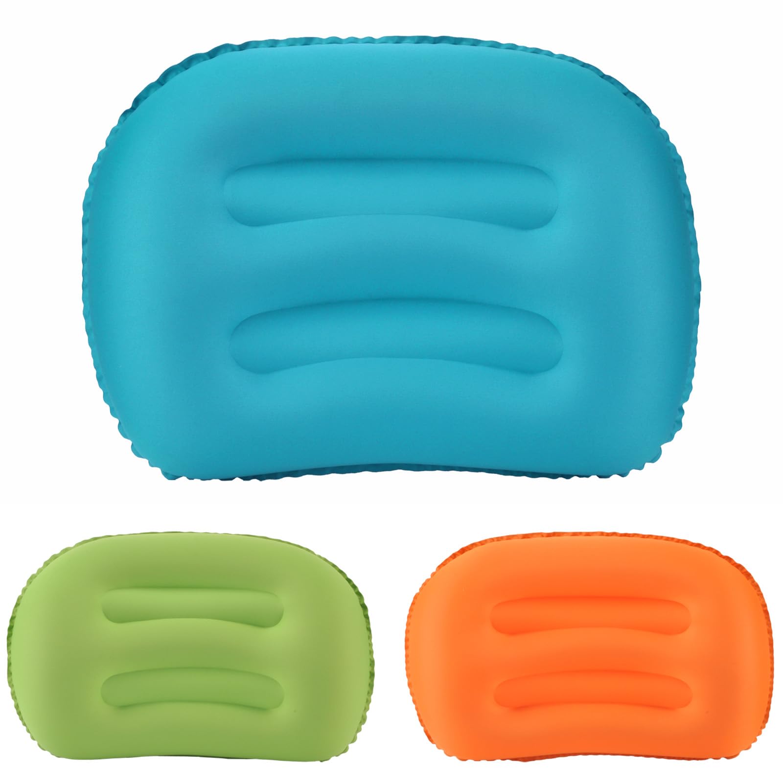 2er Set Aufblasbare Camping Kissen Strandkissen 80g Ultraleicht Reisekissen Tragbare für Büro, Auto 46x30 cm (Pfauenblau)