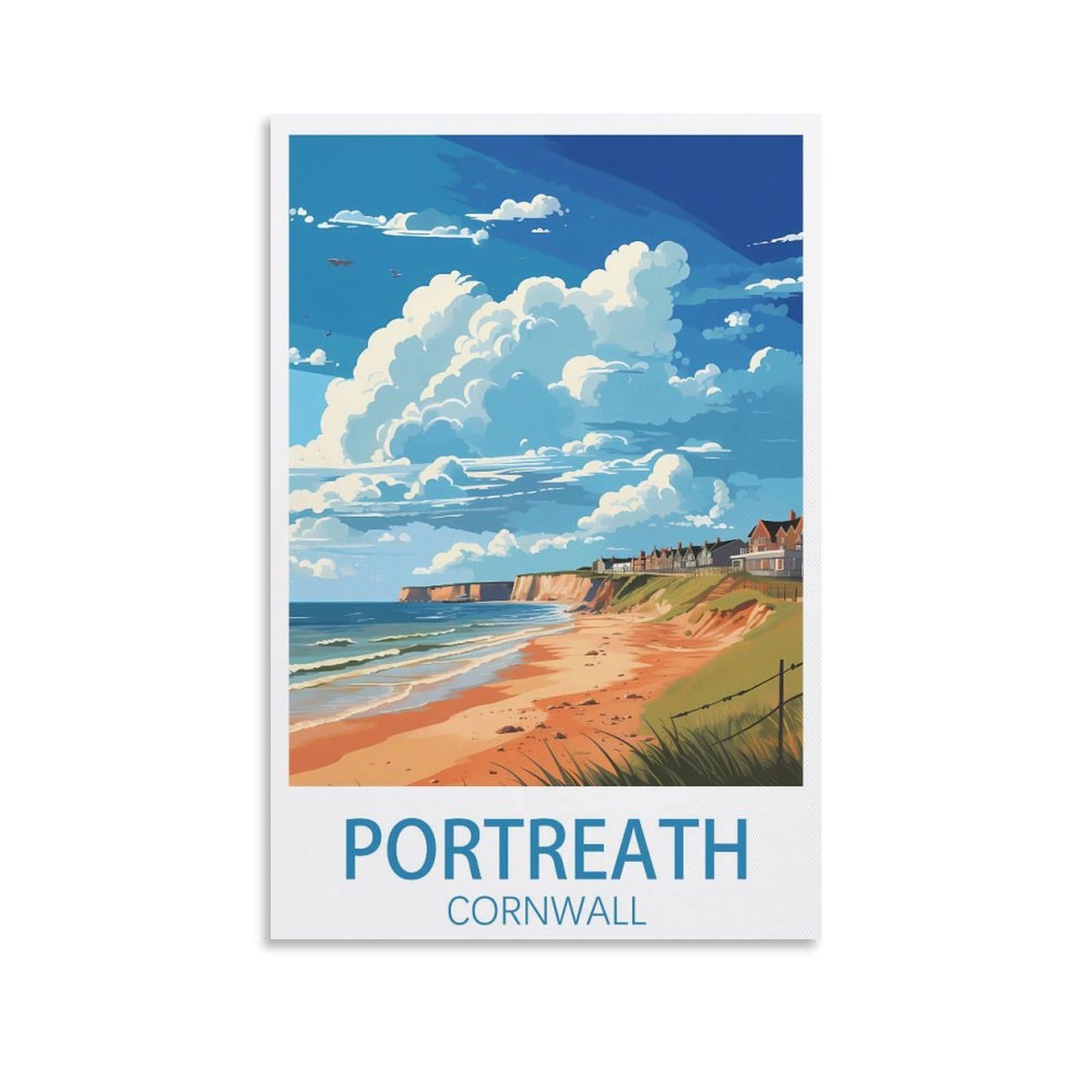 EZMLFA 5D DIY Diamond Painting Kit,Portreath Cornwall Diamond Art Kits for Beginner,Gem Art Kits Round Drill for Home Wall Decor Gifts 50x60cm