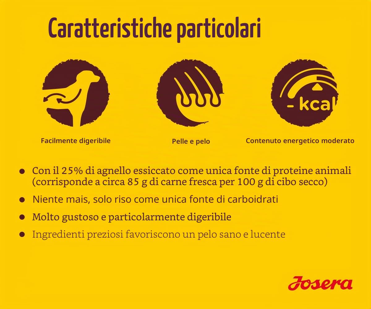 JOSERA Agneau & Riz 900 g | Croquettes pour chien | De l'agneau comme unique source de protéine animale | Nourriture Super Premium pour chien adulte | Lot de 5