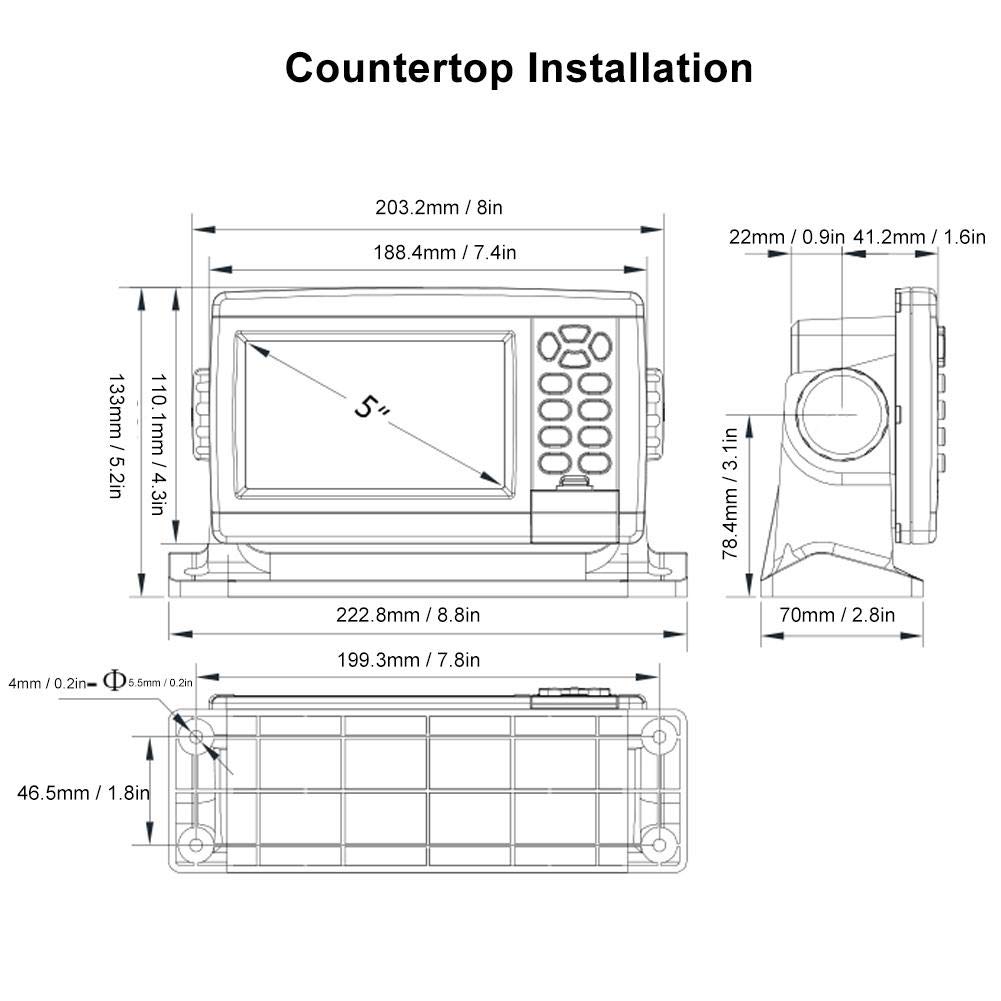 Marine GPS Navigator, 5 Inch Color LCD Double Chart Boat Satellite GPS