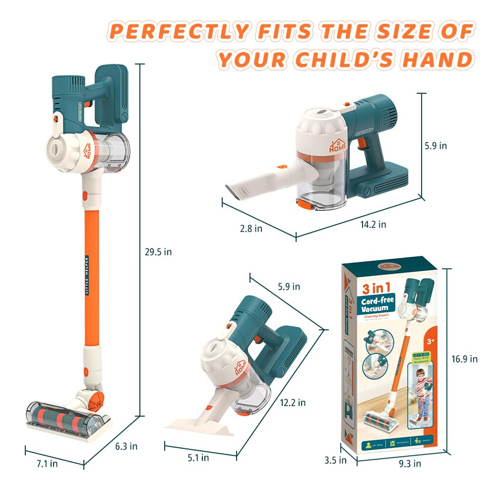 Gordengdy Kids Vacuum Toy Set - Real Working Toddler Cleaner Play Mop Children's Vacuum That Really Works Baby Cleaning Toys Included Toy Home Cleaning Products for Toddlers 3+ Kids Vacuum 4