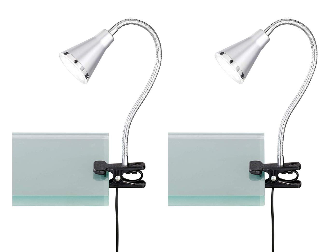 Juego de 2 lámparas de pinza LED con cuello flexible y flexible – 1 luz de pinza de plástico
