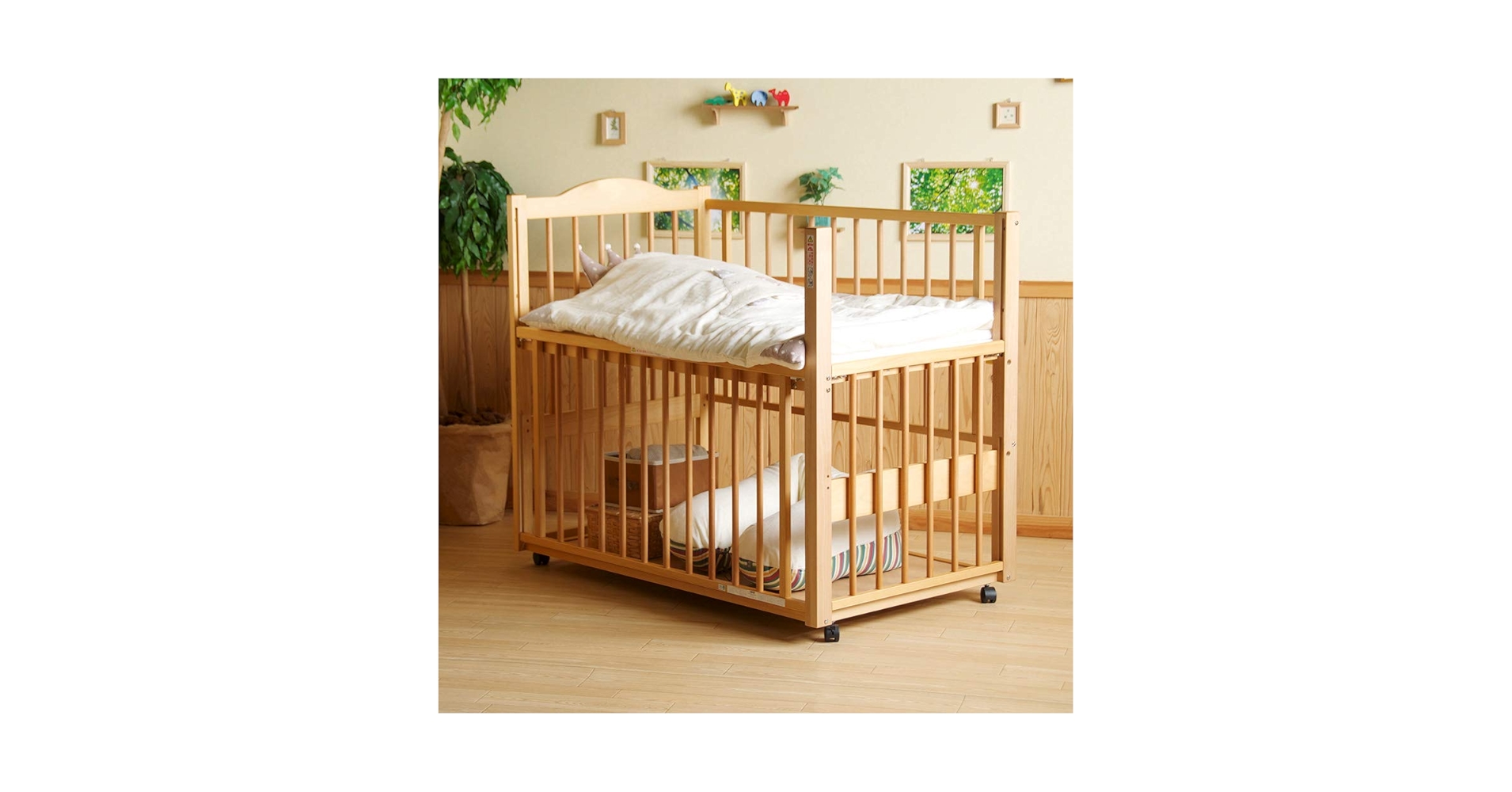 【専用】ツースライドベッド　石崎家具（ベビーベッド　ハイタイプ） 石崎家具 日本製 ベビーベッド「ツースライドベッド」 ハイ