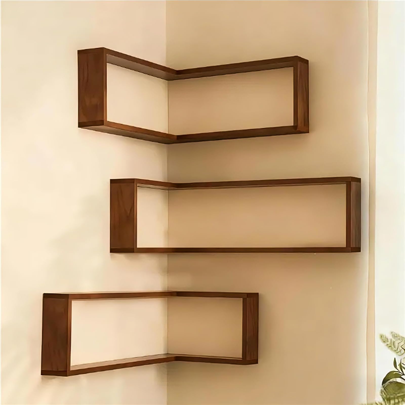 Smart Corner Shelf with Light,Illuminated Corner Shelves,Floating Storage Wooden Wall-Mounted Shelves for Figurines and Collectibles Display Stand (3 Set (no Lights))