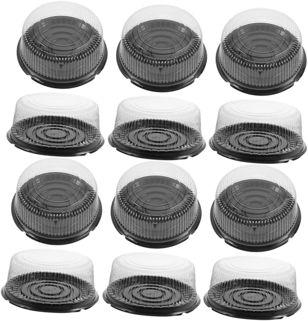 20pcs round Cake Containers Carrier with Lids, Black Plastic