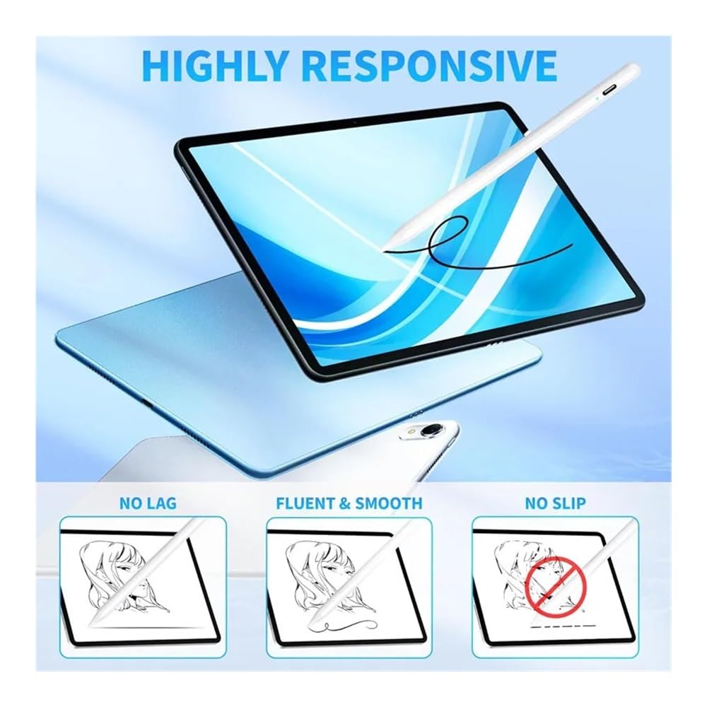 Touch Screen Stylus Pen with Palm Rejection, Magnetic Rechargeable Pen for Apple iPad & Other Tablets