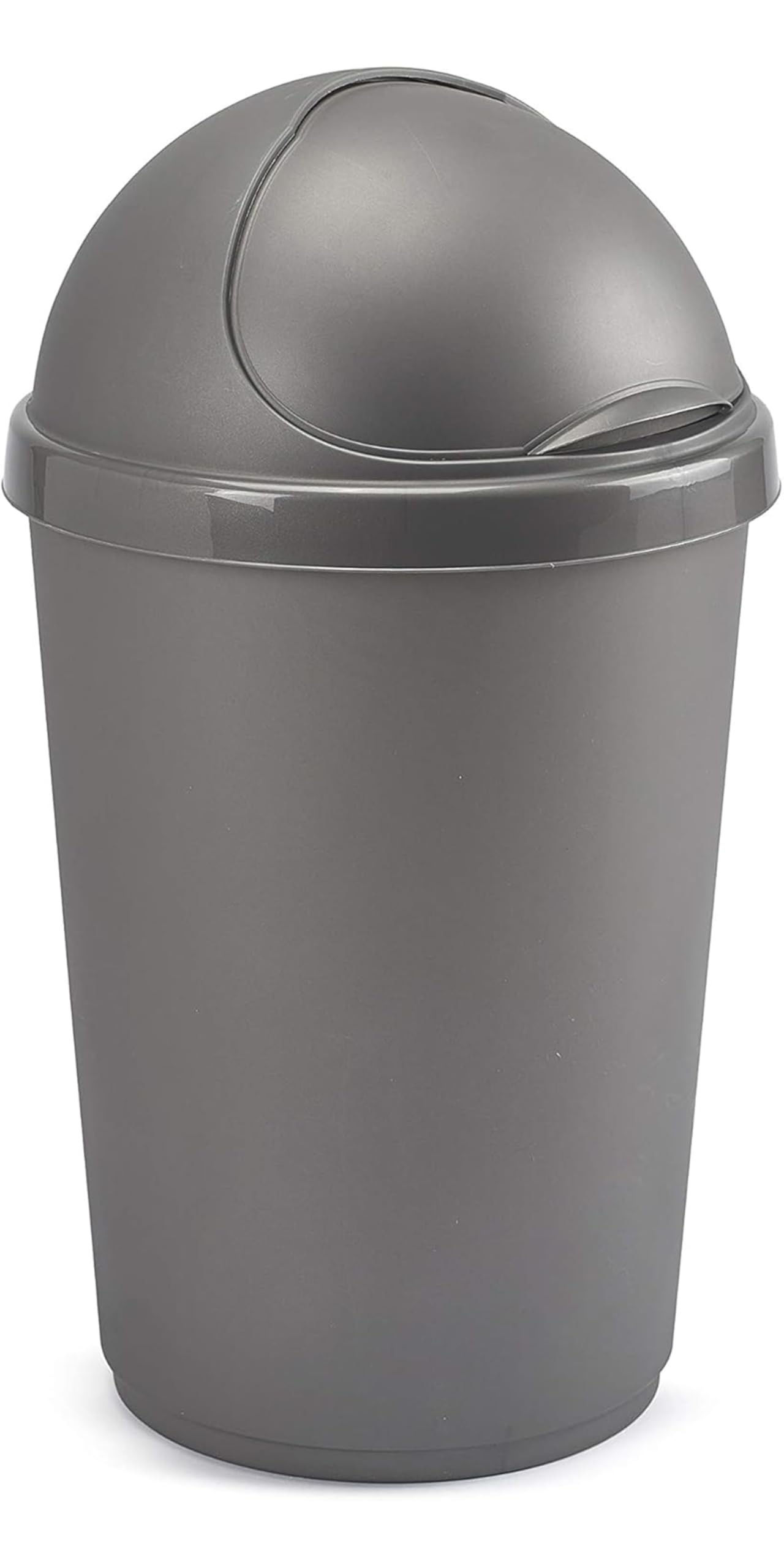 VR7 25L SILVER Kitchen Bullet Bin, Rubbish Bin with Large Opening Flap, Plastic Bin, Ideal Dustbin for Home, Bedroom, and Office Use, Plastic Kitchen Bin, Waste paper Bin, Indoor Trash Basket