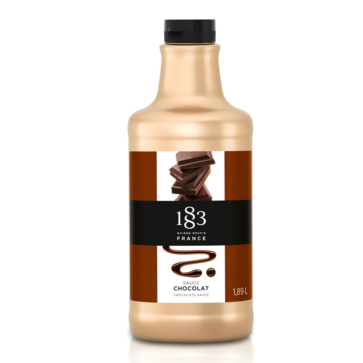 1883 Chocolate Sauce – Large 1.89L Bottle – Authentic French Dessert Sauce – Rich, Smooth Chocolate Flavor – Ideal for Cafes, Desserts, and Beverages