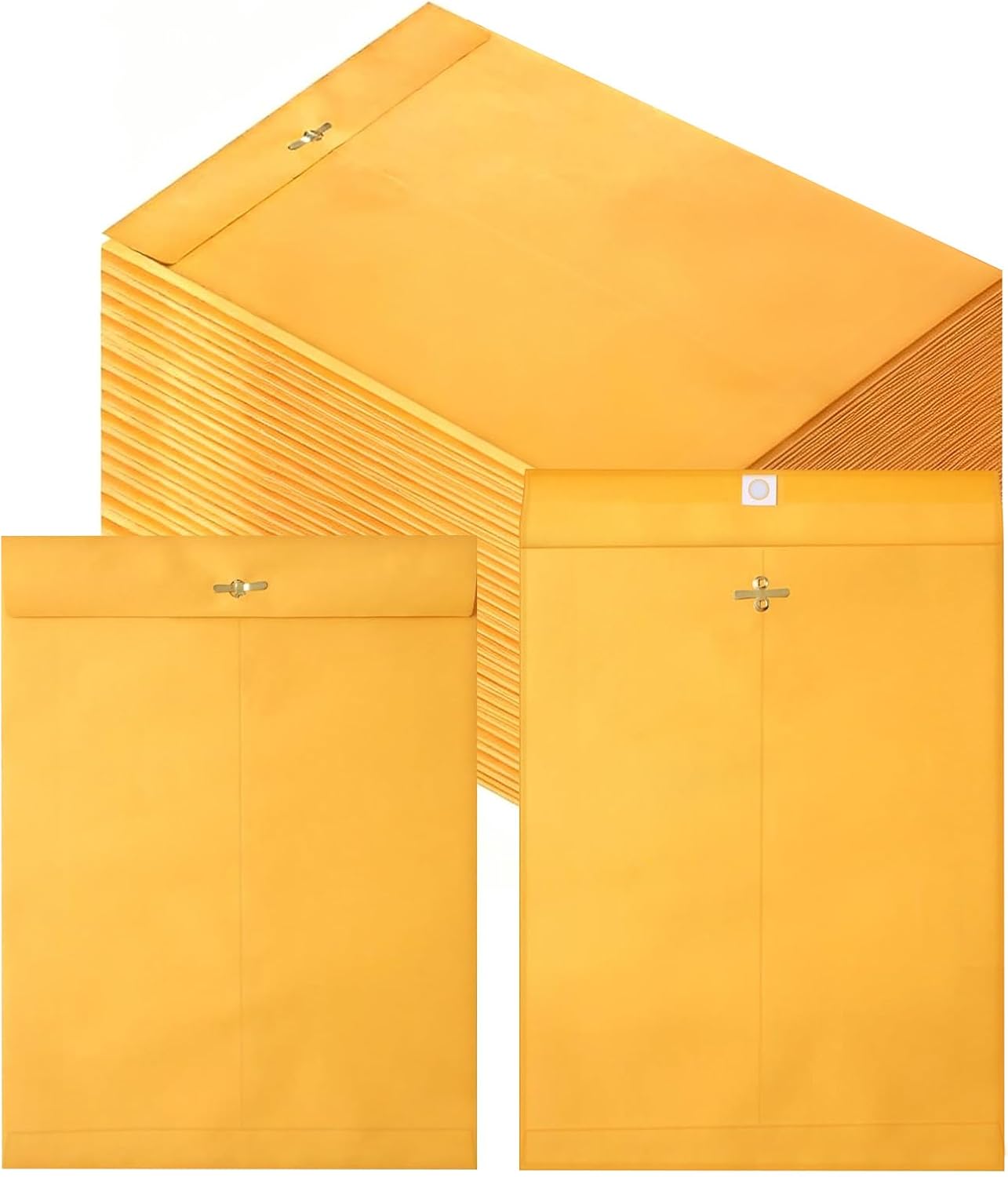 100Pcs Heavy Duty Kraft Paper Manila Clasp Envelopes - 10x13” Bulk Manila Envelopes with Metal Clasp & Gummed Seal for Mailing, Shipping & Document Storage