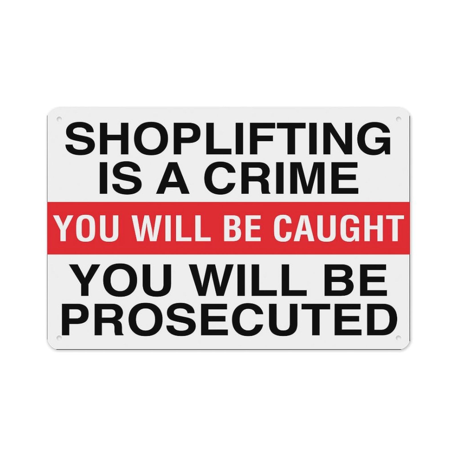 peiyeety Shoplifting Is A Crime You Will Be Caught You Will Be Prosecuted Sign Aluminum Tin Warning Signs For Home Outdoor Garden 12X16 Inches