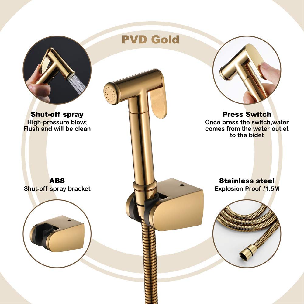 Kit de rociador de pañales de tela de alta presión, bidé de mano de latón montado en la pared para inodoros redondos, spray ajustable, fácil instalación, ideal para el cuidado del bebé e higiene