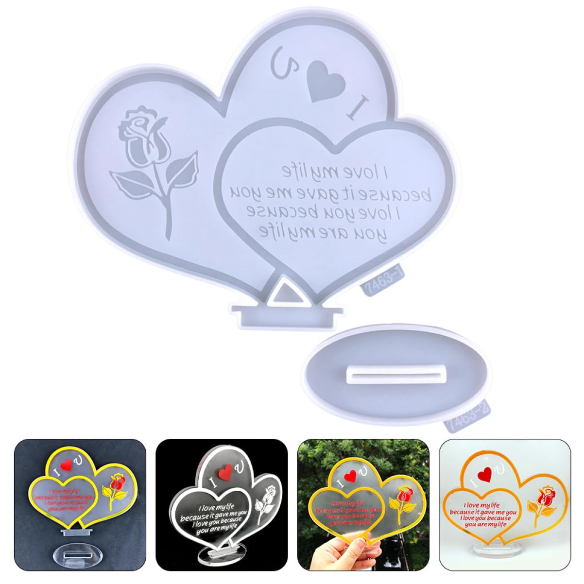 NUOBESTY 5 Ensembles Moule Pendentif Amour Anti Moule réutilisable Moule à Glace Moule à glaçon Rose Moule Bricolage en Forme de Coeur Moule de Signe de Coeur de Silicone Blanche