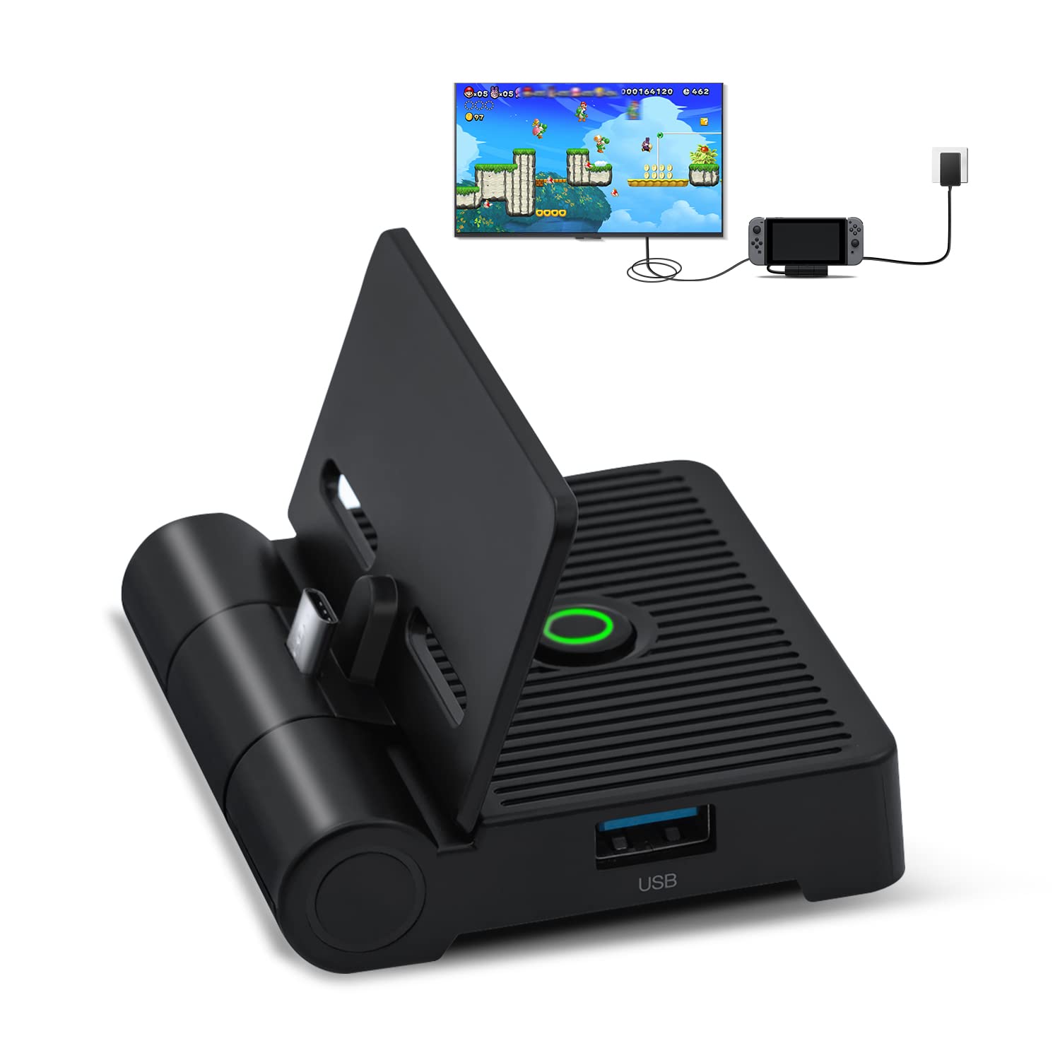 Wigearss Chargeur Dock Station d'accueil TV pour NS Switch/Switch OLED avec Adaptateur Type C vers HDMI Port USB 3.0
