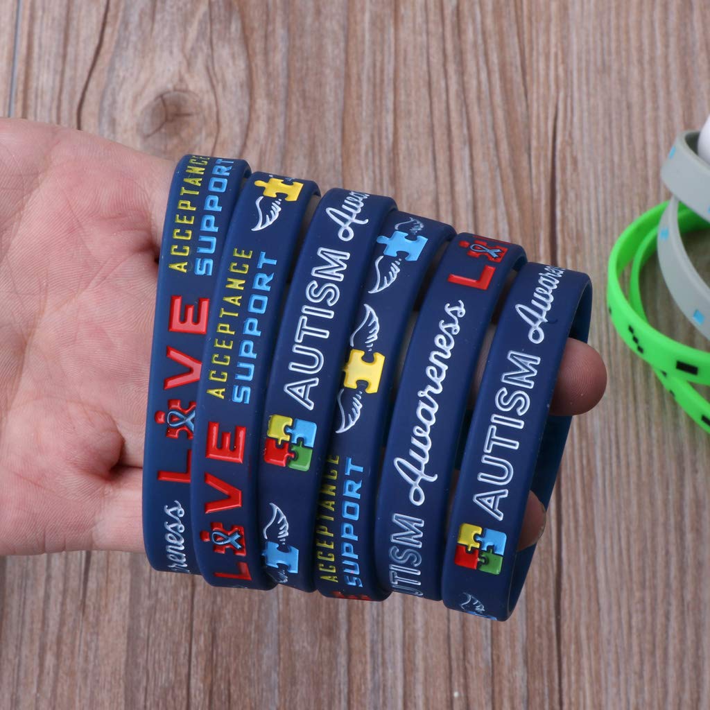 GROOMY Armband, 6-teiliges Autismus-Bewusstsein Armband-Bewusstsein schafft Veränderung Silikon-Armband Blau