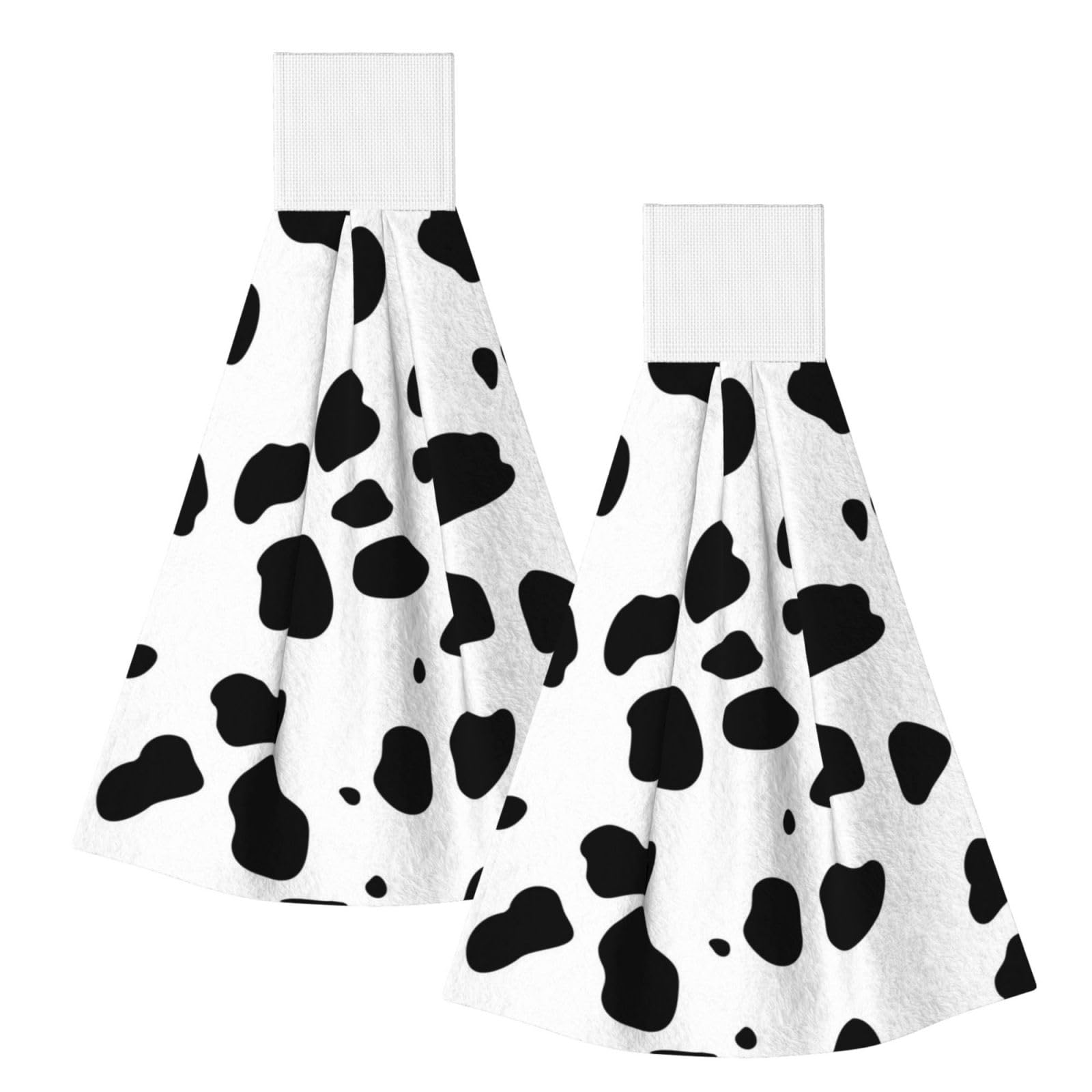 DOPKLNA Dalmatian Dog Print Black Spot, 2 Pcs Hanging Coral Fiber Hand Towels for Bathroom, Absorbent Kitchen Towels