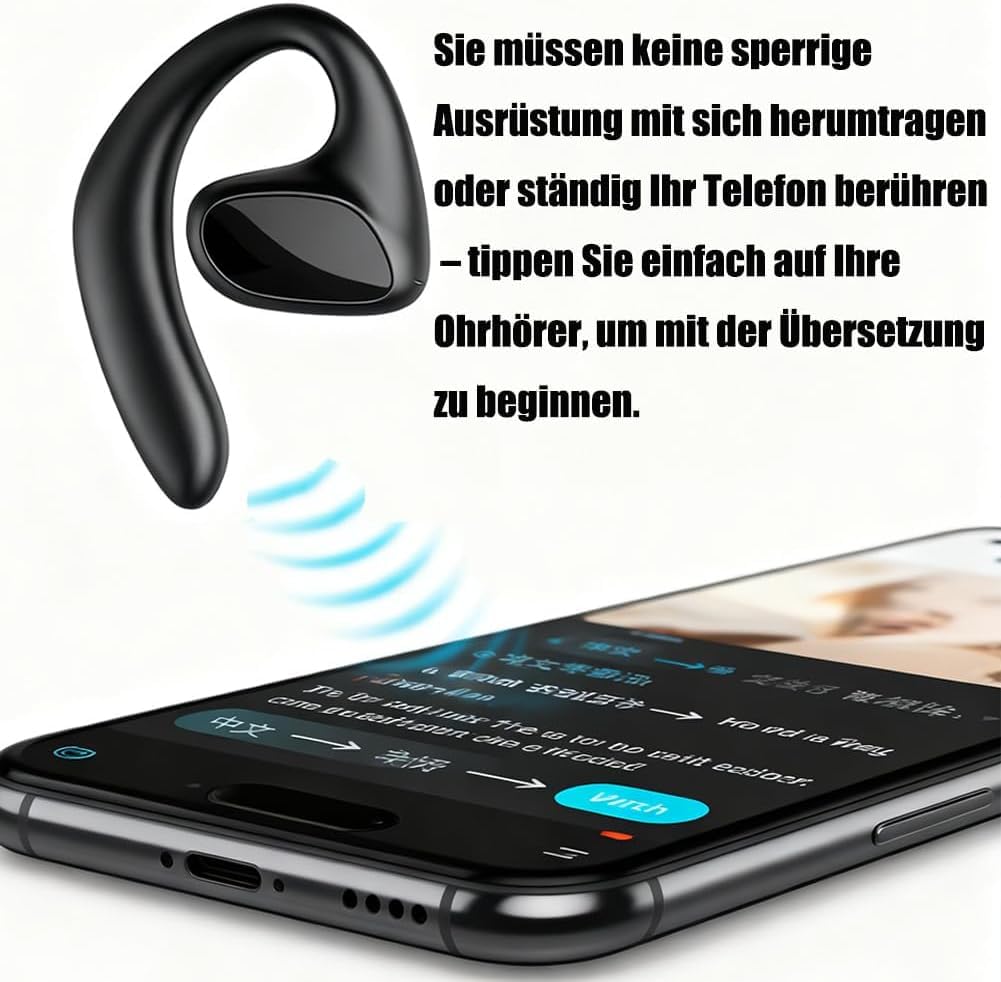 Sonabuds ki übersetzer kopfhörer-sona buds übersetzungskopfhörer Echtzeitübersetzung, Bluetooth-Konnektivität, unterstützt 156 Sprachen, ideal für Reisen und geschäftliche Zwecke (Schwarz,1 Pcs)