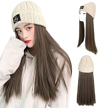 Amazon.co.jp: Airimori 帽子付きウィッグ ストレート 髪付き