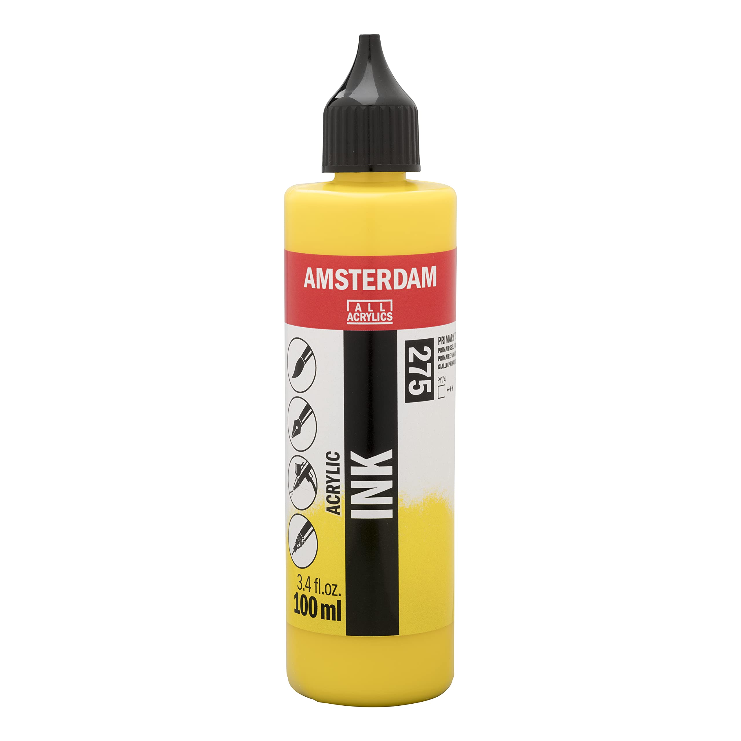Amsterdam Primary Yellow Acrylic Ink Bottle 100 Ml 275 (17212750)