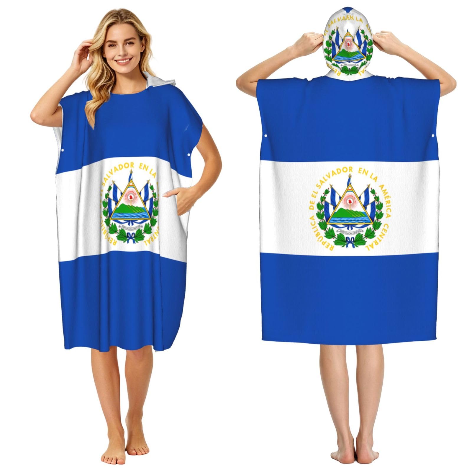 Poncho de toalla con capucha El Salvador de 110 cm para natación y playa adultos