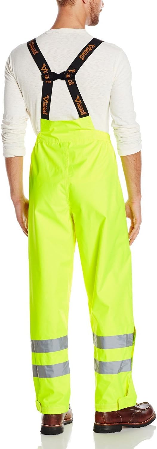 Viking Men's Professional Journeyman 300D Trilobal Rip-Stop Waterproof and Windproof Hi-Vis Safety Rain Bib Pants - Image 3