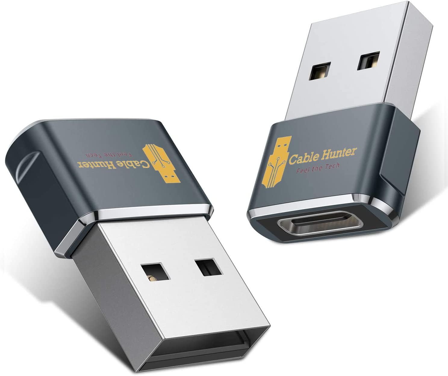 [Pack of 1] USB Type C Female to USB A Male Adapter for Mobile Data Transfer [Grey]