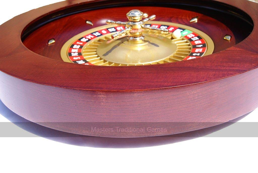 Large Mahogany Roulette Wheel - 18-inch - Single 0 - Precision Bearing Mechanism - 2 balls included - Casino Roulette Wheel - Great for home or professional use - Home casino game