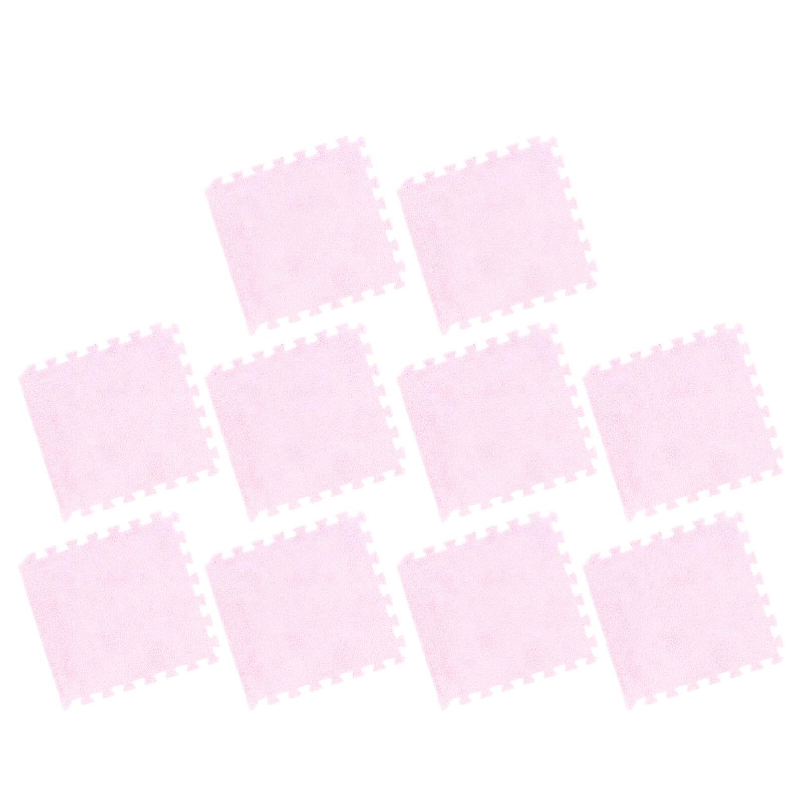 Hidyliu Plush Foam Floor Mat Prevent Slip Cuttable Thickened Interlocking Carpet Tiles for Bedroom 10pcs EVA Foam Plush Soft Safety Mat for Kids and Pets (Pink)