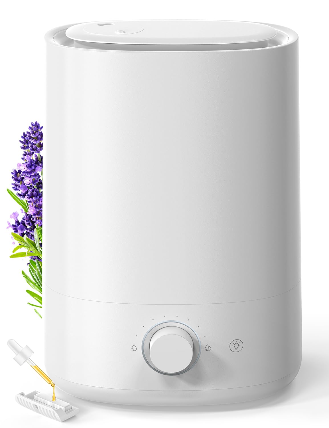 AROEVE Humidificateur d'air 5L à Remplissage par le Dessus,à Brumisateur Ultrasonique avec Diffuseur d'Huile Essentielle, Buse 360°, Veilleuse 28dB, Autonomie 50H, pour Chambre de Bébé, Plantes
