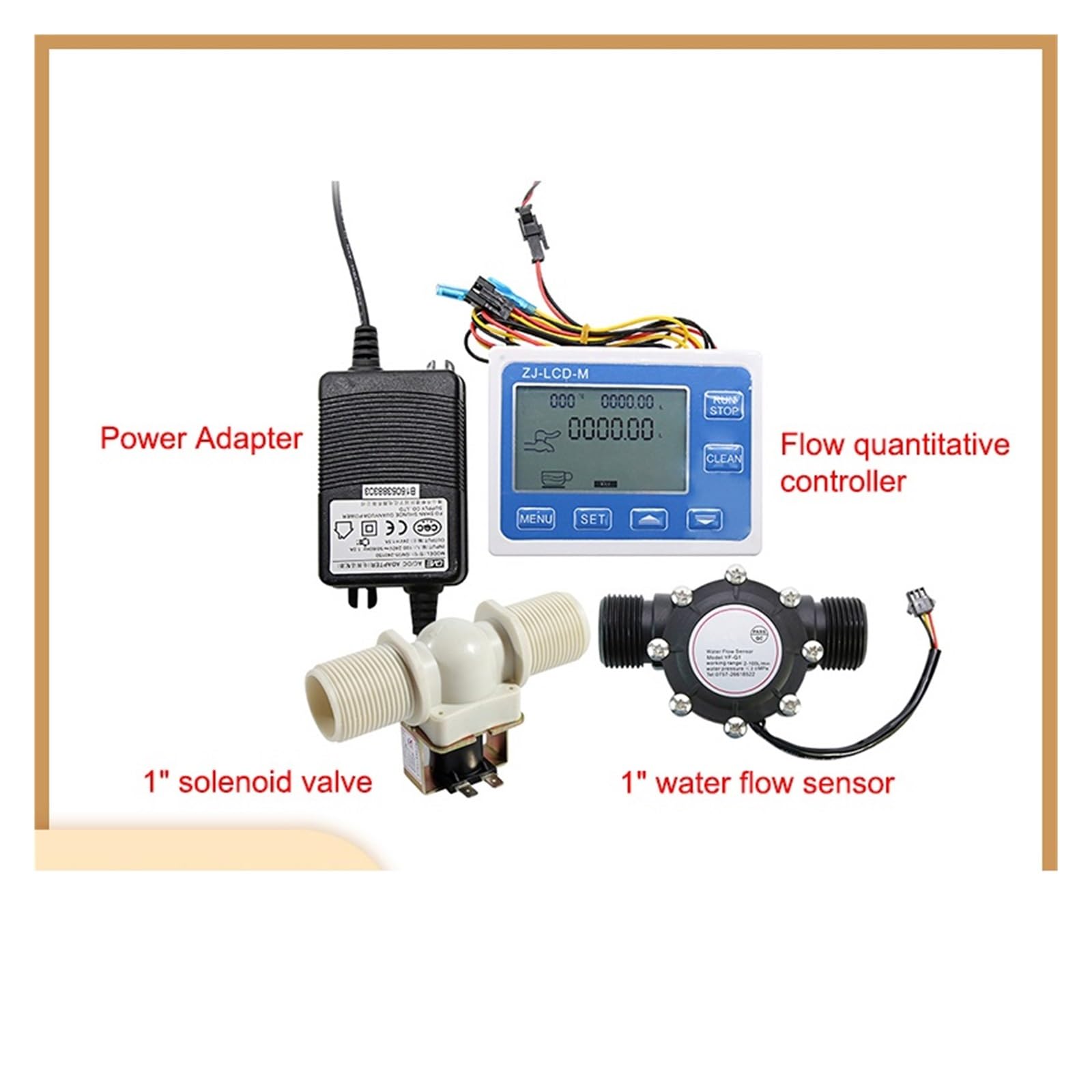 Controlador cuantitativo de Flujo con Pantalla Digital DN25, Sensor de Flujo de Agua de 1 ", Uso de válvula solenoide for controlar y Mostrar el Flujo de líquido