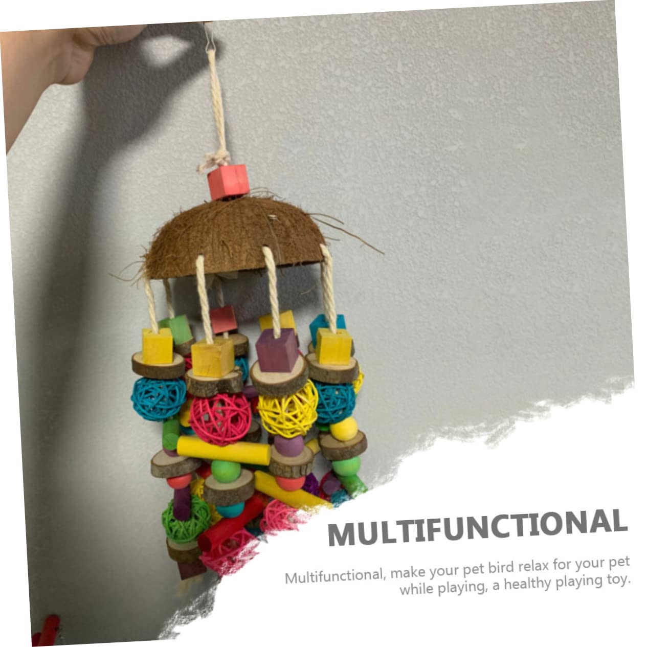 minkissy 2 Piezas de Juguetes Colgantes de forrajeo para pájaros para cacatúas, Soporte de Perca de pájaros, Juguete de búsqueda para Loros, periquitos, Juguetes para Jaula, Cono de de Madera
